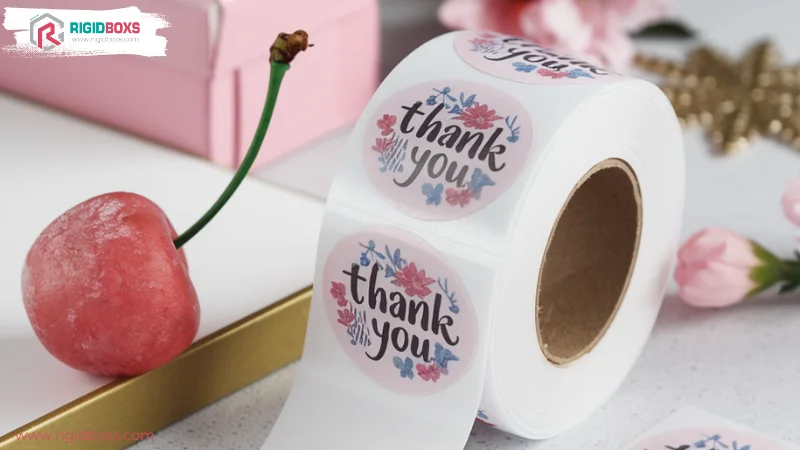 สติกเกอร์ม้วน 'Thank You' ลายดอกไม้สีหวาน สำหรับติดบนของขวัญและบรรจุภัณฑ์ เพิ่มความน่ารักและอบอุ่น