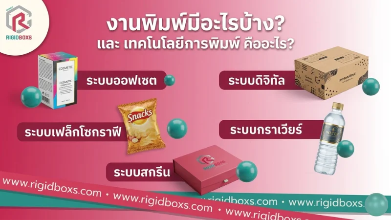ระบบงานพิมพ์บรรจุภัณฑ์ ราคาคุ้ม คุณภาพสูงที่โรงพิมพ์ Rigidbox เลือกใช้! ระบบงานพิมพ์บรรจุภัณฑ์ ประเภทของระบบงานพิมพ์บรรจุภัณฑ์ เช่น ออฟเซต ดิจิทัล เฟล็กโซ และกราเวียร์